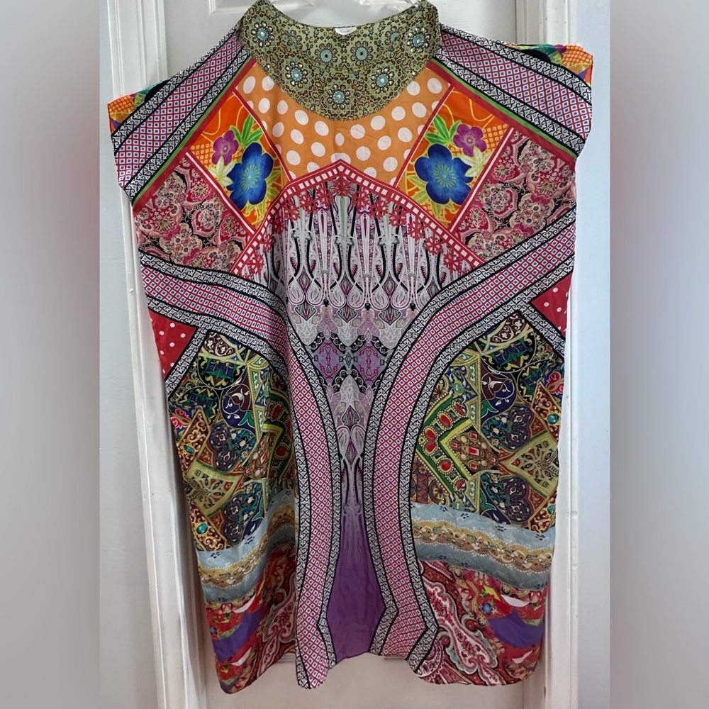 Camilla Multicolor Silk Maxi Kaftan Dress - Picture 2 of 6
